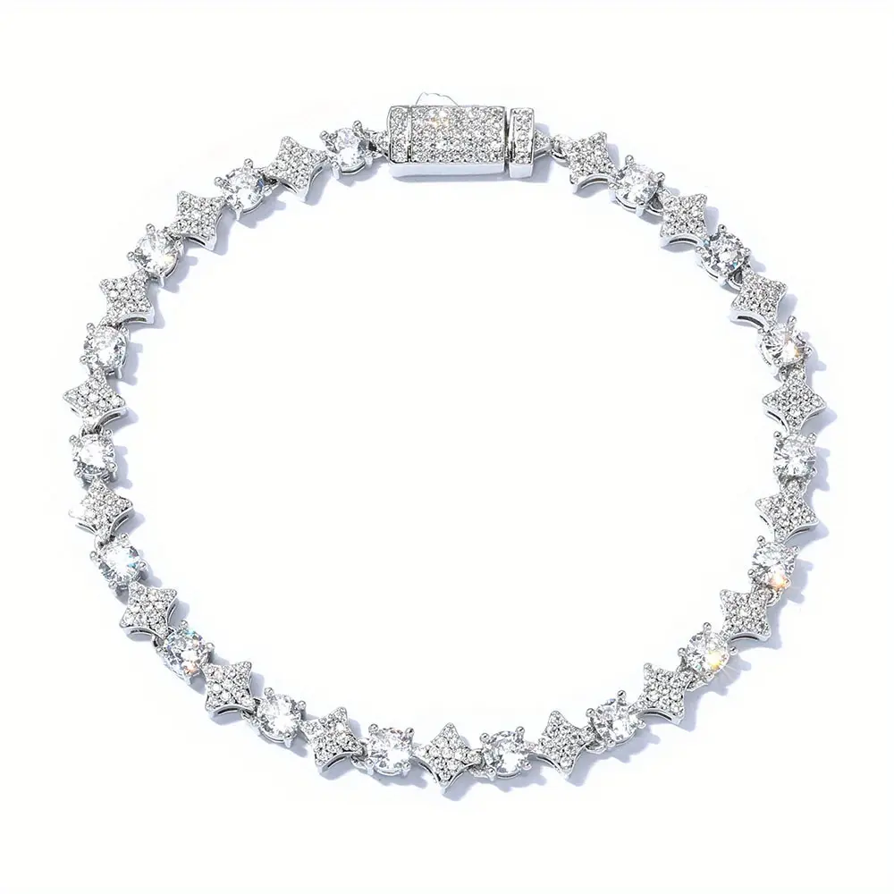 6mm Round Star Zircon Tennis Bracelet for Men Women, AAAAA+ Cubic Zirconia Hip Hop Fashion Jewelry – Shiny Elegant Accessory, Classic Souvenir, Ideal Gift for Valentine's Day Christmas Birthday Anniversary