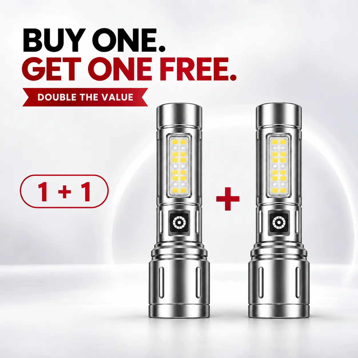 Buy one, get one free portable high-intensity flashlight - USB interface, rechargeable, zoom function, adjustable brightness - A lighting tool for men, an exclusive gift for men, a birthday gift