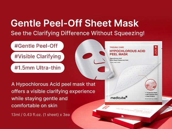 [NEW] [medicube] Hypochlorous Acid Peel Masks | Peel-Off Sheet Mask for Excess Sebum & Pore Care | Panthenol, Hyaluronic acid for Hydrating & Pore-Refining Care | Korean Skincare, (13ml / 0.43 fl. oz. X 3ea)