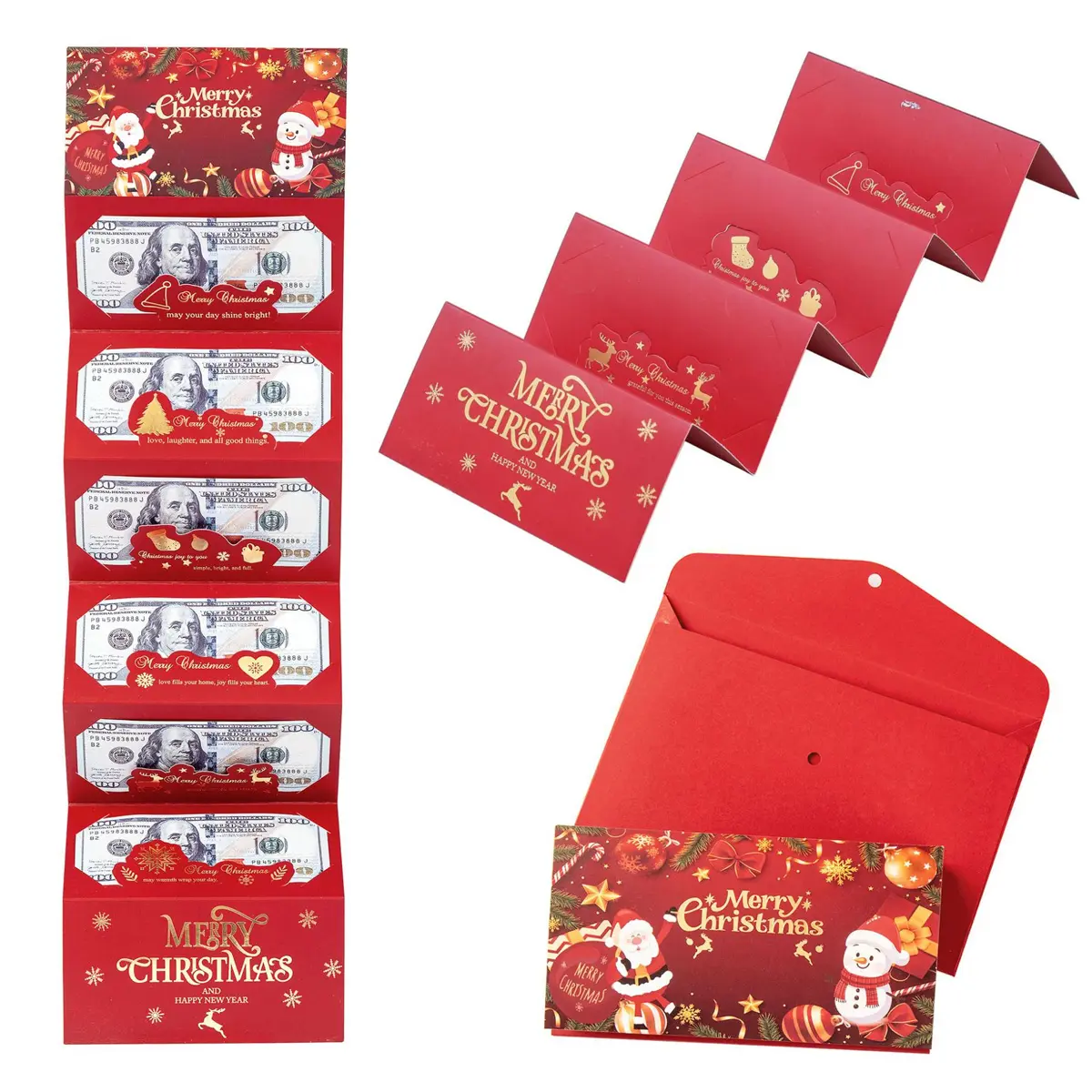 Christmas Cash Gift Envelopes - With 6 Slots For Cash, ChristmasMoney Holders, 2026 New Creative ChristmasCash Surprise Envelope