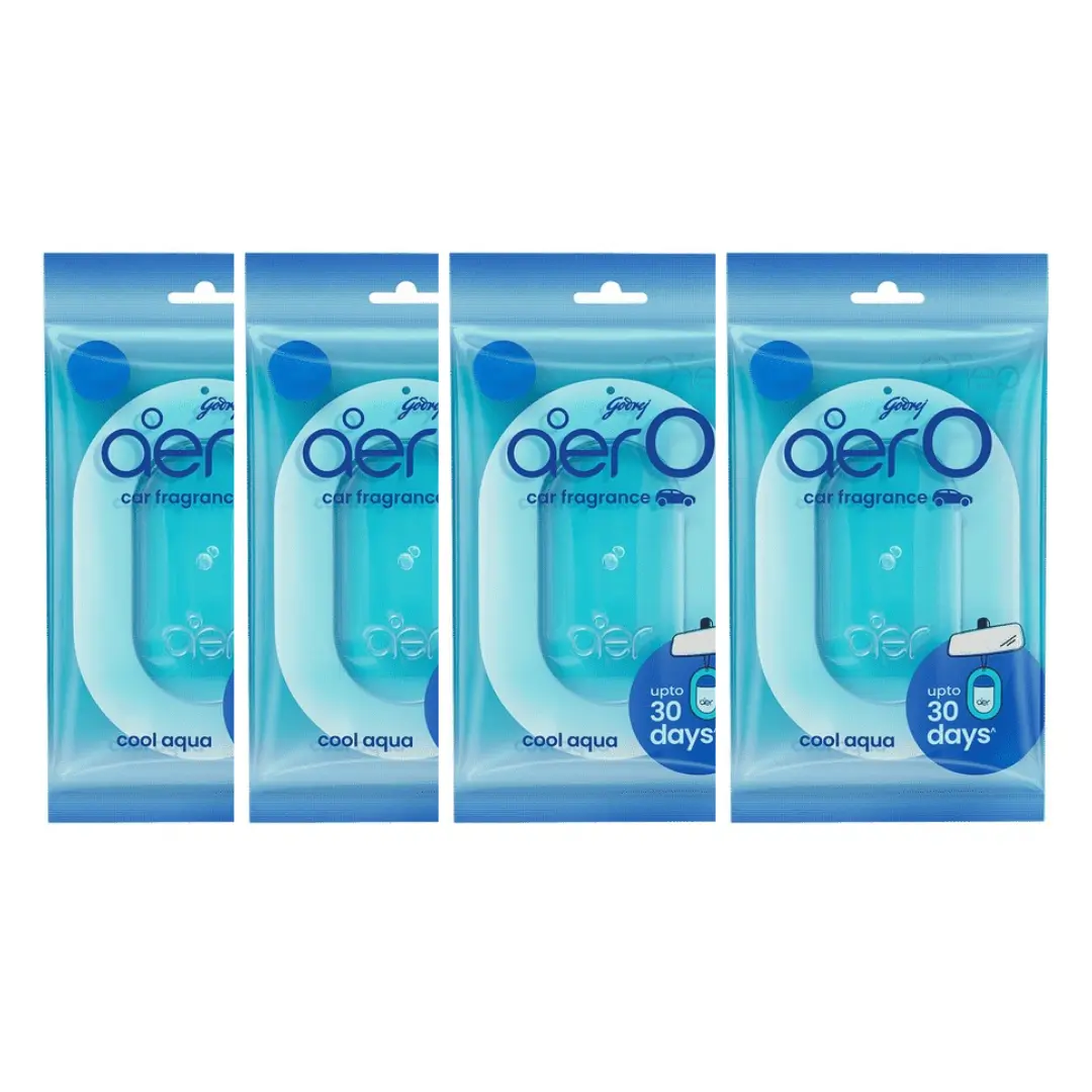 Godrej aerO Hanging Car Air Freshener, Cool Aqua, Pack of 4 Godrej aerO Hanging Car Air Freshener, Cool Aqua, Pack of 4