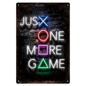 "Just One More Game" Neon Sign, 8x12 inch, Iron Gaming Wall Art, Rustic Gaming Zone Decor, Home & Playroom Room Decor, Durable Artistic Poster for Bedroom Wall