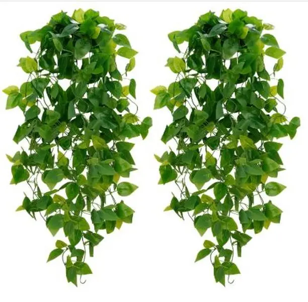 2pcs Artificial Hanging Plant, Faux Pothos Vines Hanging Plant Greenery for Wall Home Living Room Indoor Outdoor Decor