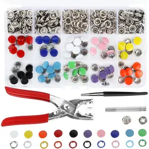200 Pieces Metal Press Stud Set with Pliers,0 Colours No Sewing 9.5 mm for DIY Crafts Teenager's Clothing Bags,DIY Hand Tools Kits
