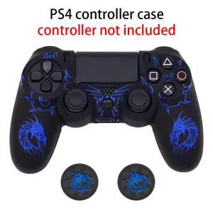 Skin for PS4 Controller, Anti-Slip Grip Silicone Cover Protector Case Compatible with PS4 Slim/PS4 Pro Wireless/Wired Gamepad Controller with 2 Dragon Carving Thumb Grip Caps