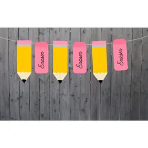 Pencil and Eraser Garland, Pencil Banner, Pencil Garland, Pencil Birthday Party, Pencil Decorations, Back to School Party, Teacher's Gift