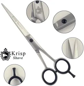 Professional Hair Cutting Scissors - Krisp Beauty Razor Sharp Blades Stainless Steel Salon Barber Scissor (6.5 Inch) - Shears for Men's Beard Mustache Women Kids Pets Haircut All Purpose Shear Hairdressing Hair Styling Scissors Haircare Adjustable
