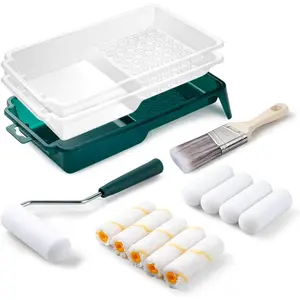 Paint Roller Kit 15 Pack 4 Inch Small Paint Roller with Tray Liners Roller Paint Brush Covers for All Surfaces Painting Supplies for Walls Kitchen Cabinets and Ceilings