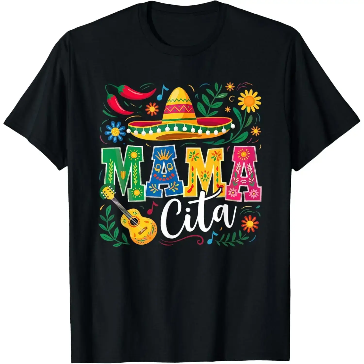 Women's Casual Mamacita T-Shirt - 100% Cotton Soft Comfortable Simple Tops, Mexico-Style Graphic Print Short-Sleeve Clothes for Cinco De Mayo Couples, Fitness-Friendly
