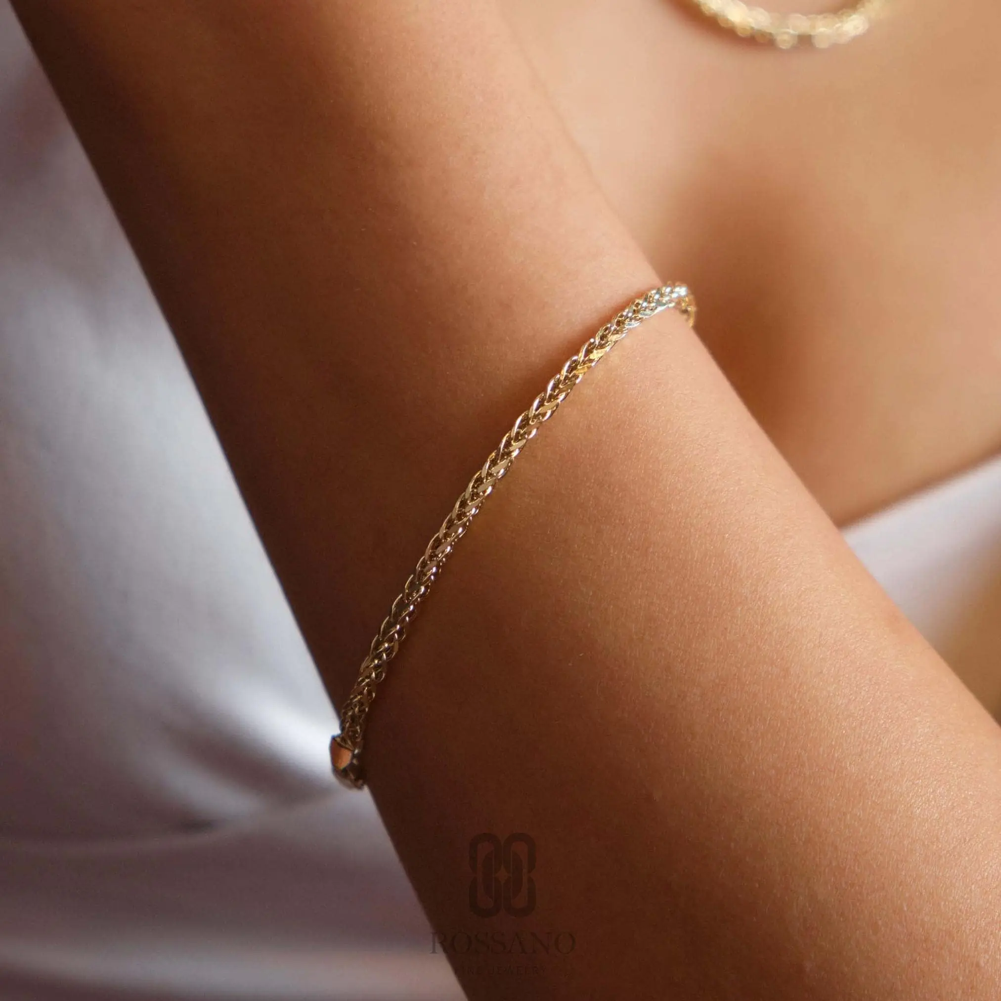 14K Gold Franco Chain Bracelet, 2mm 3mm 4mm Franco Palm Bracelet