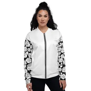 Black and White Virgen de Guadalupe Unisex Bomber Jacket