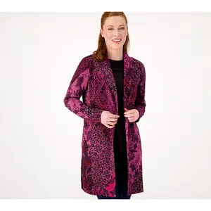 Susan Graver Regular Printed Novelty Knit Jacket w/ Shawl Collar
