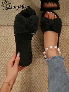 Langmoon 2026 Butterfly Knot Thick Sole Sandals, Comfortable Non-Slip PU Leather Shoes, Spring Summer Casual Footwear