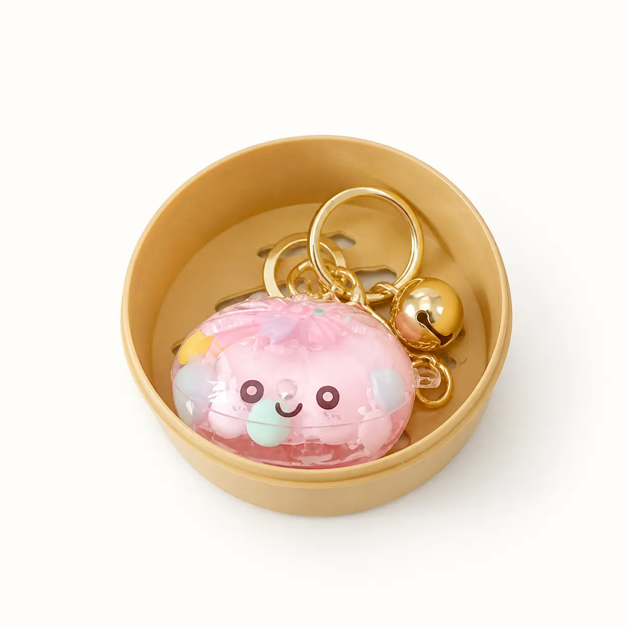 Colorful Liquid Sand Moving Steamed Bun Keychain, Kawaii Dumpling Food Charm, Cute Realistic Baozi Pendant Key Ring, Keychains for Women, Interactive Sensory Fidget Toy, Backpack-Purse Accessory, Novelty Back to School Gift for Teens