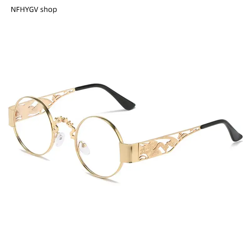 Fashion Accessory, Steampunk Vintage Glasses, 1 Pair Gothic Metal Frame Eyewear, Ornate Design Non Prescription Glasses, Sturdy Elegant Wear for Formal Gatherings, Office and Themed Activities