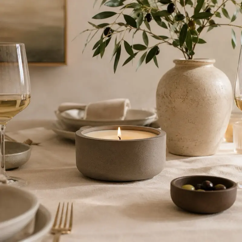 Everyday Artisan Bowl 10 oz Candle Vessel - Modern Concrete Design for Home Decor