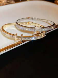 Fashion Letter Design Bangle Bracelet, Elegant Bangle, Letter Link Bracelet, Fashion Jewelry for Party, Daily Clothing Decor, Trendy All-match & Exquisite Jewelry for Birthday Gift