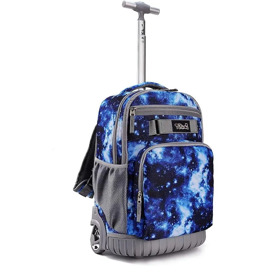 Tilami Rolling Backpack 18 inch Wheeled Backpack School College Student Travel Trip Boys and Girls