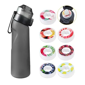 Sports Water Bottle with 7 Flavor Pods 650ml Matte Black TRITAN BPA-Free Portable for Outdoor Sports Daily Use Christmas Gift