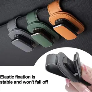 Magnetic Leather Car Sun Visor Glasses Holder Clip, Secure Elastic Sunglasses Organizer Storage Case