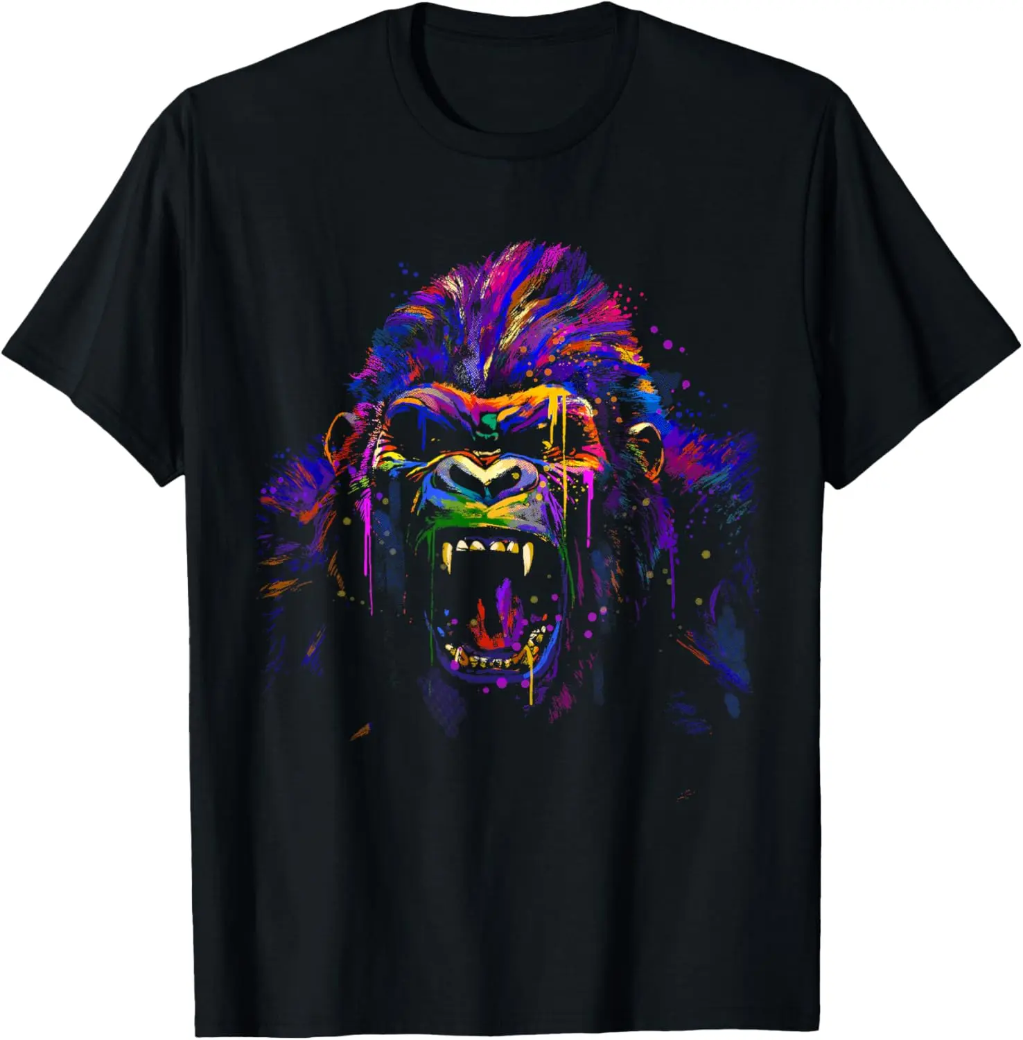Women's Vintage Graphic T-Shirt with a Colorful Gorilla Print, 100% Cotton Short Sleeve Top for Everyday Wear