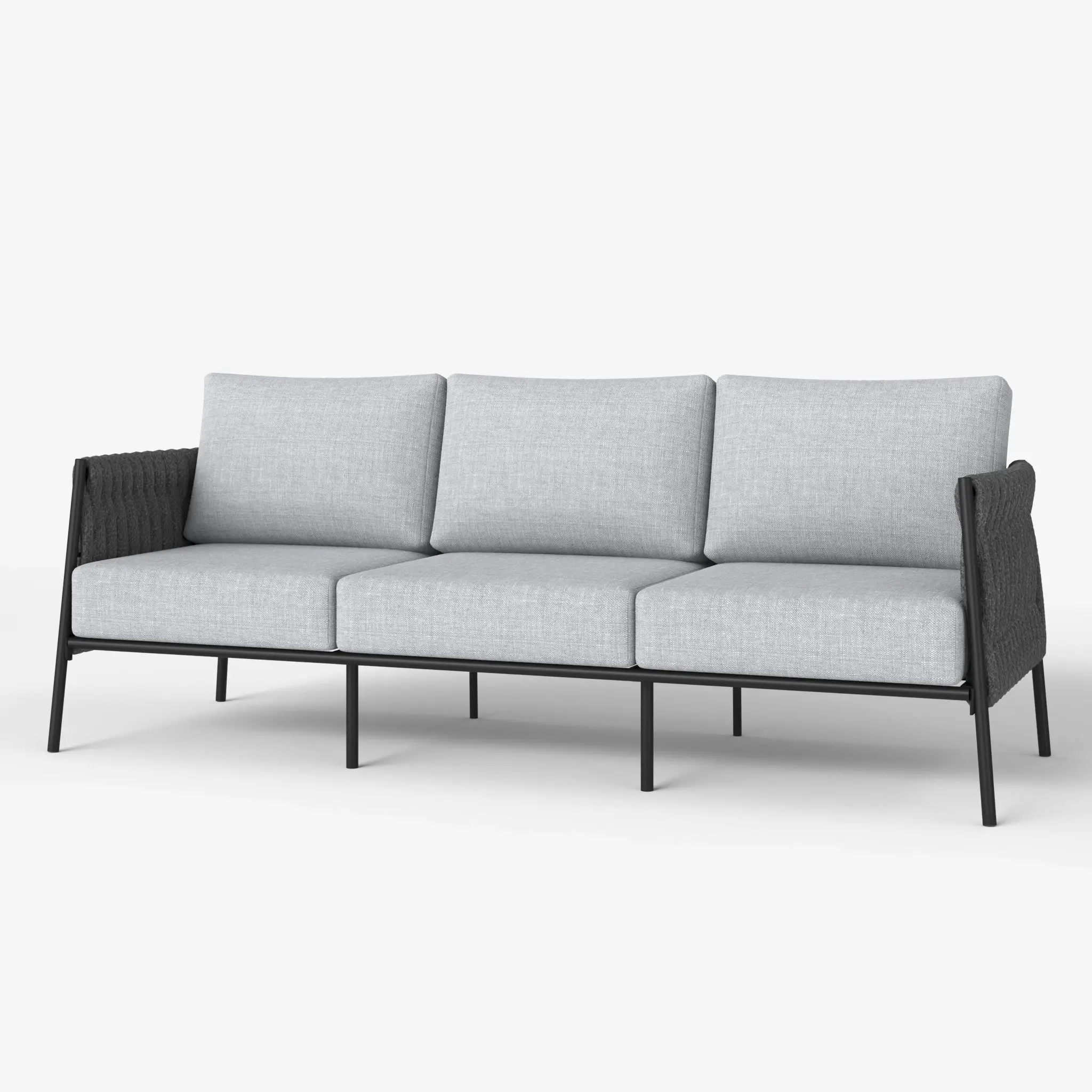LayinSun Outdoor Patio Woven Rope Loveseat, 2/3-Person Deep Seating Modern Sofa 2/3-Seat for Outside