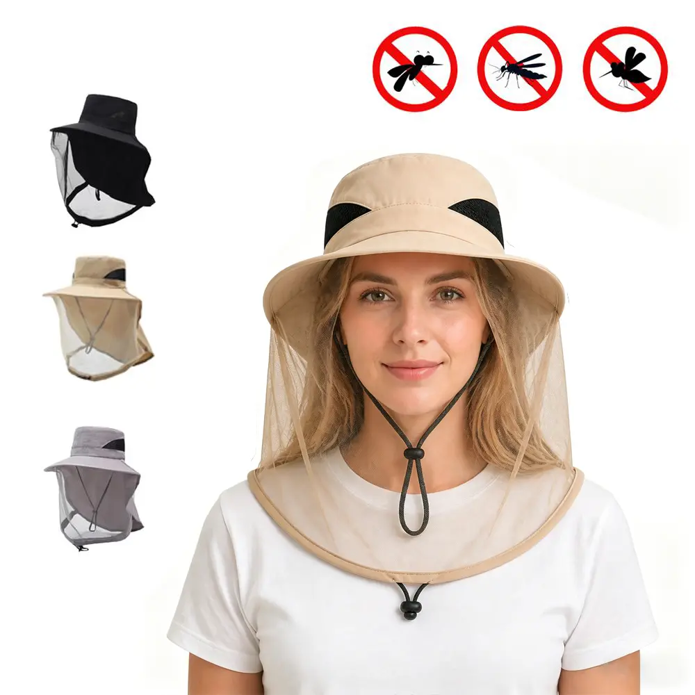 Mosquito Head Net Mesh for Hiking & Outdoors,Bug Netting over Hat Adults Fishing,Insect Shield Protection Face Cover Mask Hood against Fly Midge Gnat Garden