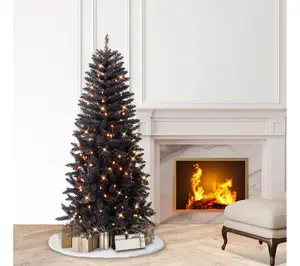 Puleo 6ft Pre-Lit Black Carson Pine ArtificialChristmas Tree