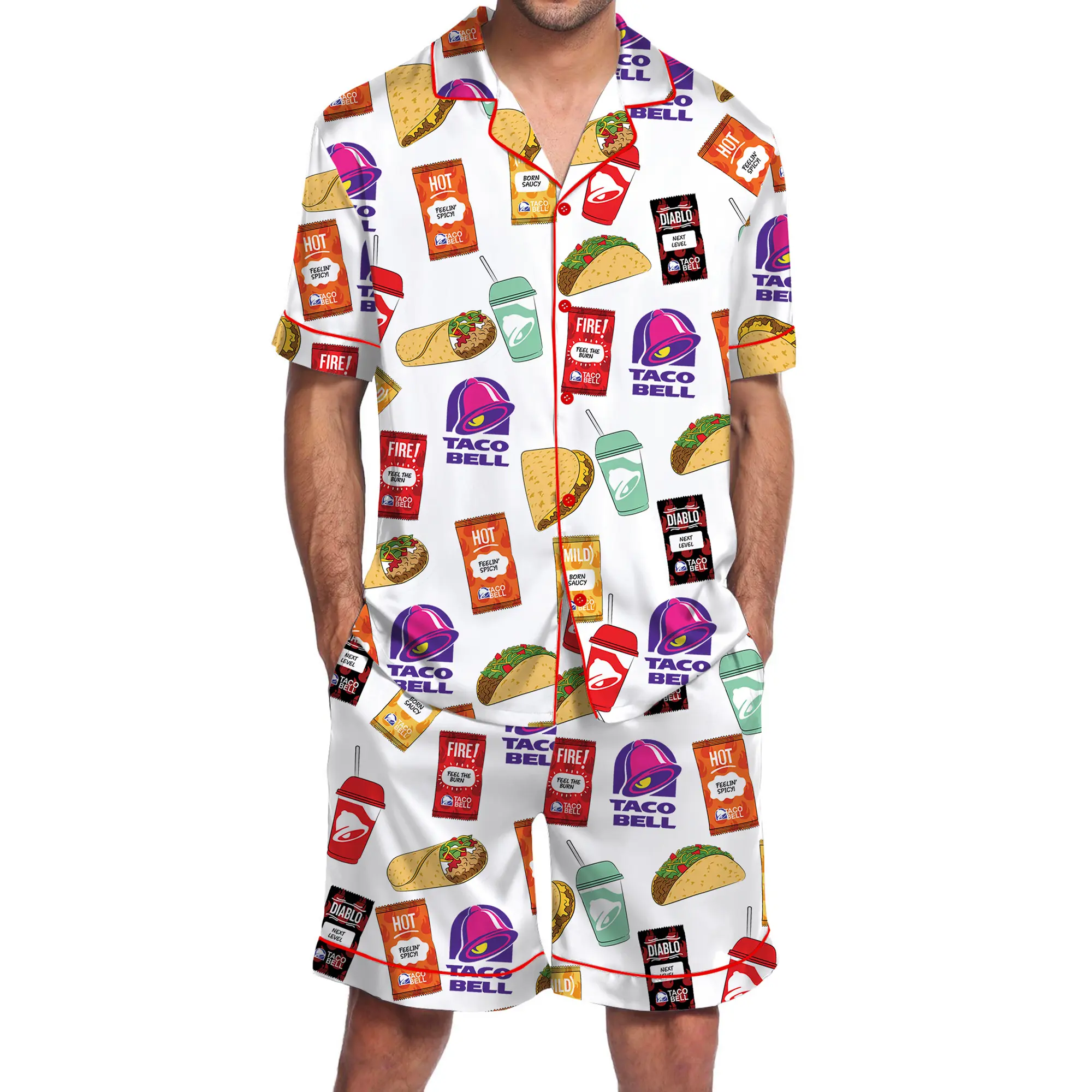 Fast Food Satin Pajama Set For Men - SHESHOW