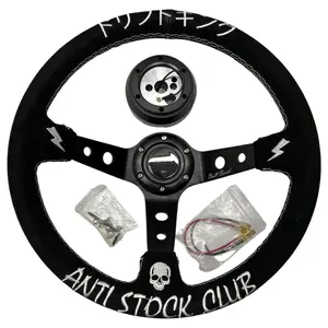 Suede Deep Dish Steering Wheel + Short Hub Adapter Kit For Toyota Camry Corolla