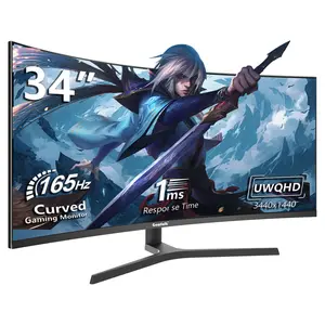 34 Inch 165hz UWQHD Gaming Monitor,Ultrawide Curved 1500R PC Screen 165hz UWQHD 3440x1440, Curved Computer Screen with FreeSync,Multi-Directional Adjustable Base