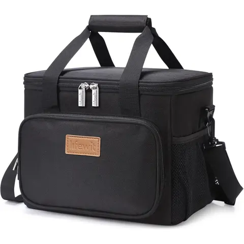 Lifewit Large Lunch Bag Insulated Lunch Box Soft Cooler Cooling Tote for Adult Men Women, Black,back to school,back to school shopping,travel essentials backtoschool