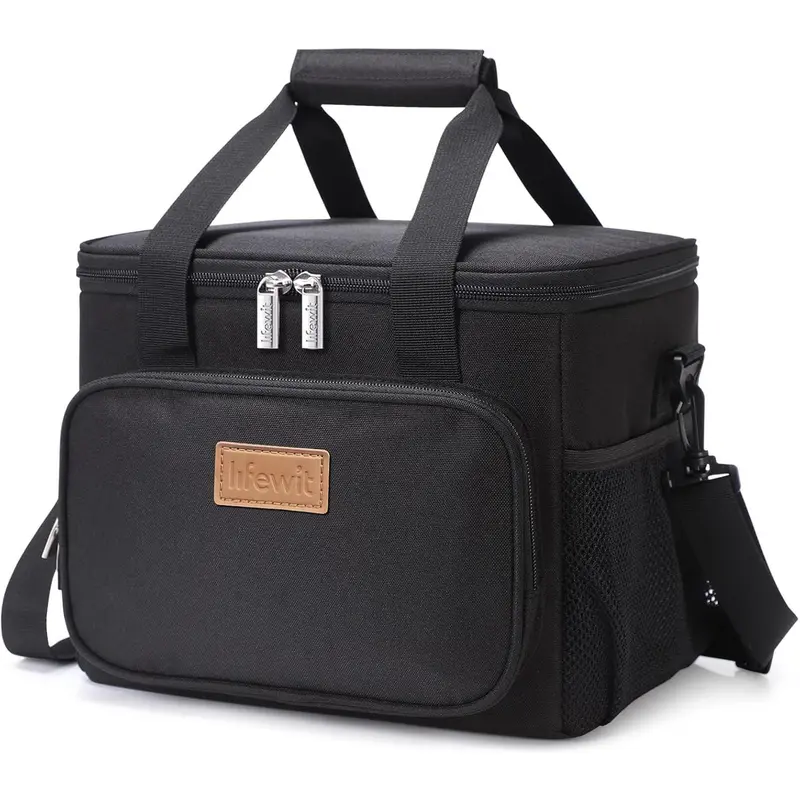 Lifewit Large Lunch Bag Insulated Lunch Box Soft Cooler Cooling Tote for Adult Men Women, Black,back to school,back to school shopping,travel essentials backtoschool
