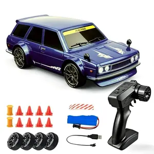 Children's Day & Easter Gift - 1:24 RC Drift Car, 20km/h Top Speed, 4WD High-Speed Remote Control, LED Lights, Switchable Speed Modes, Bonus Drift Tires, Suitable for Boys & Girls Aged 6+ (TikTok Viral, STEM Educational Toy, Family Interactive Toy)