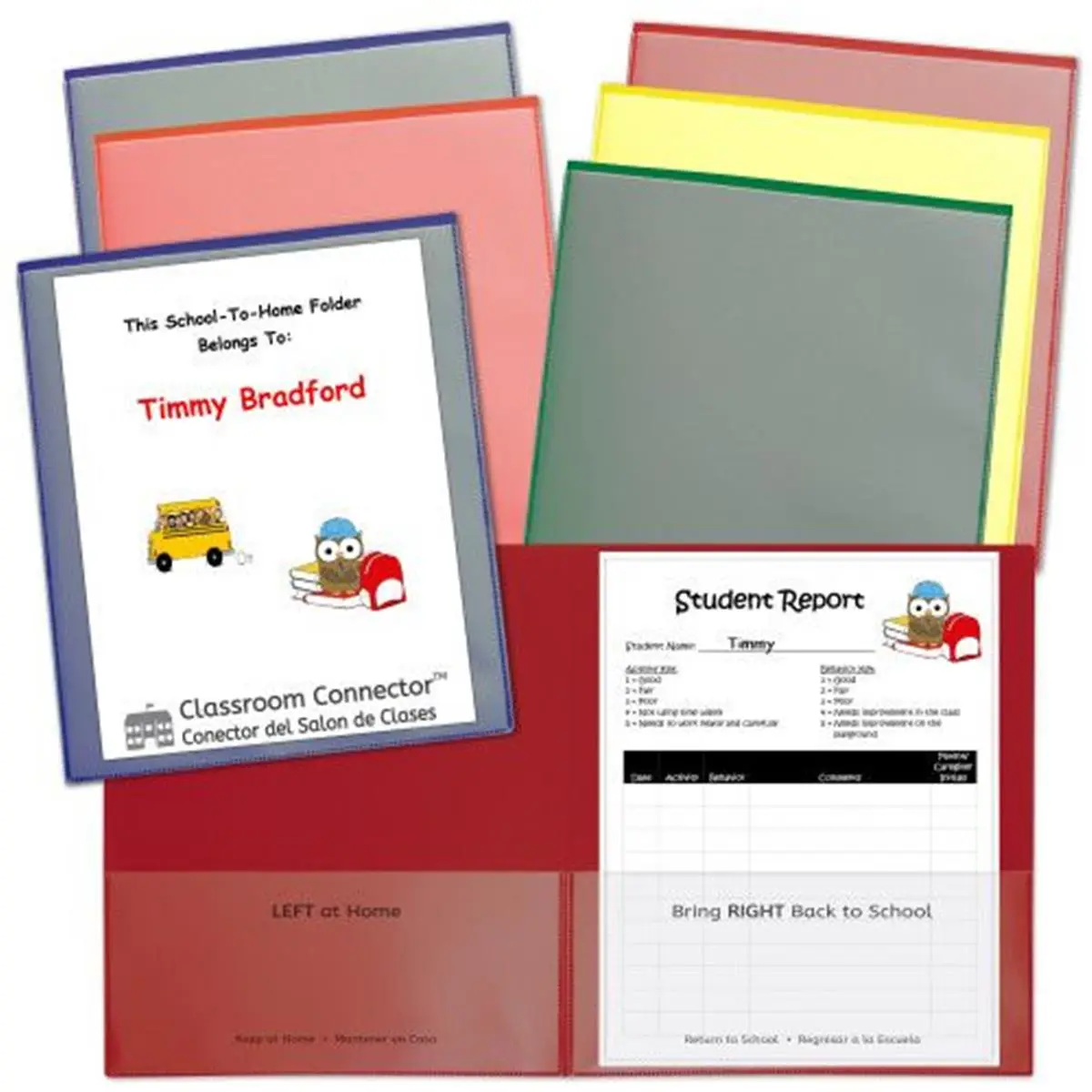 C-Line CLI32010 Plastic Clip Folders, School to Home Classroom Connector Folders, Assorted Colors - Pack of 6