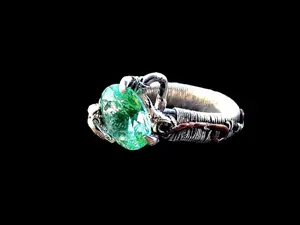 FAIRYTALE Size 6 Sterling Silver Copper Rare Sea Foam Green Spinel Elven Elvish Genuine Gemstone Fantasy Magical Wire Wrapped Ring