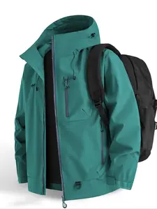 Outdoor Hooded Windproof Waterproof Couple's Jacket, Windproof Waterproof Breathable Fabric, Casual Fitted Design for Spring Fall Hiking Activities