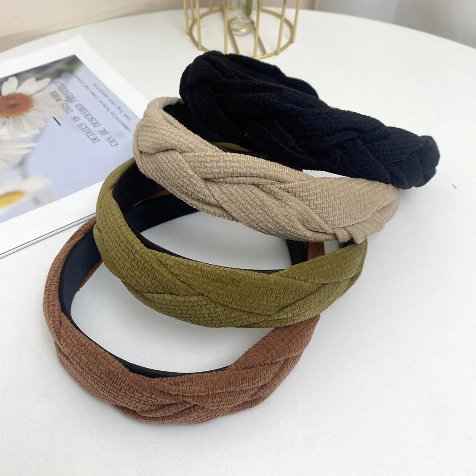 Women's Braided Weave Headband - High-Crown, Fashionable, Versatile Sports Outdoor Accessory, Single-Size Premium Adult Hair Accessory, No