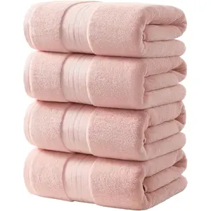 Pink Bath Towels Set of 4, Large Bath Sheets 27 X 59 Inches, 100% Cotton, 600 GSM, Quick Dry, Soft & Absorbent Sets for, Gym, Spa, Pool & Hotel