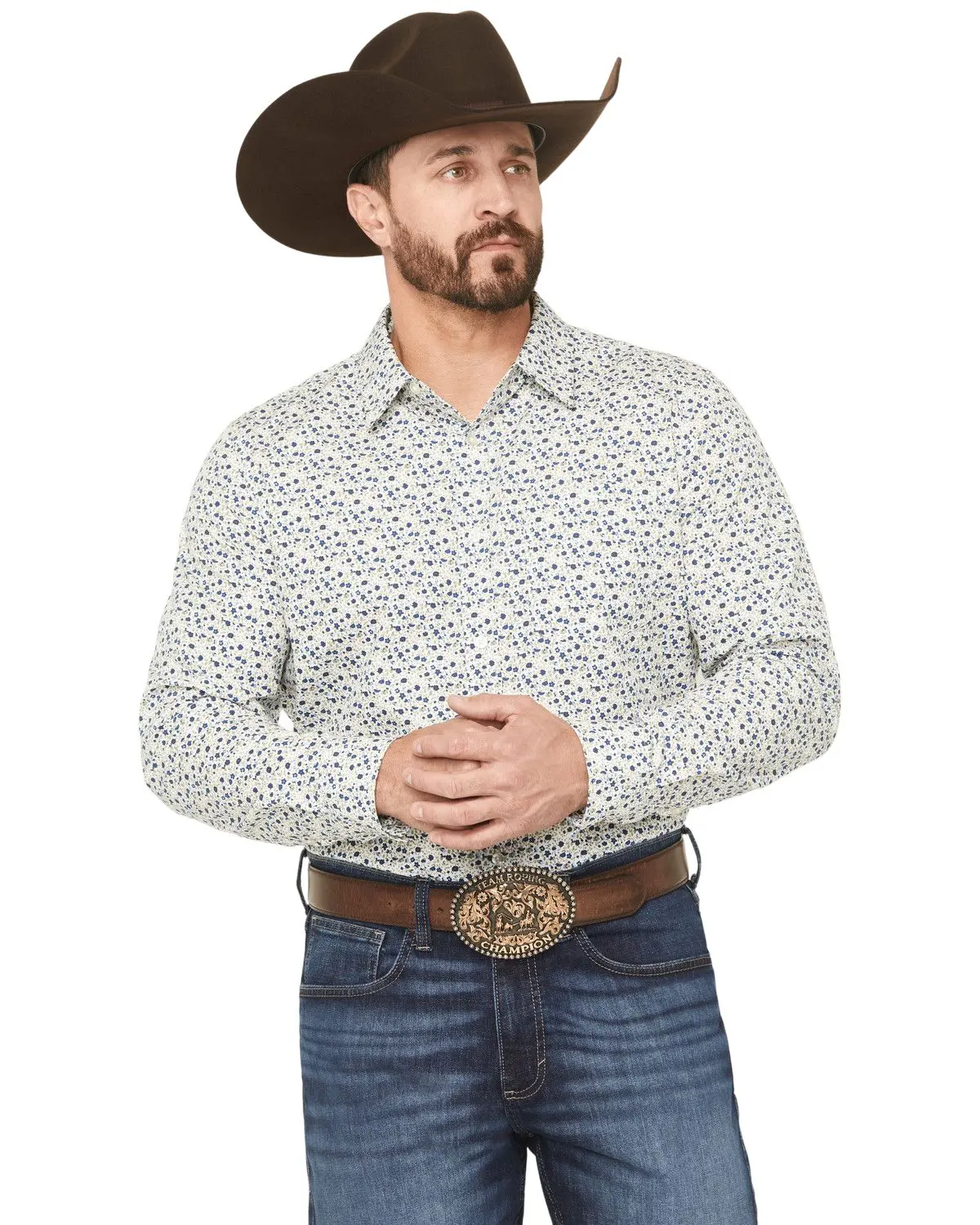 Gibson Trading Co Men's Men'S Kick Back Micro Floral Print Long Sleeve - Gmfa25w13-Wht-T