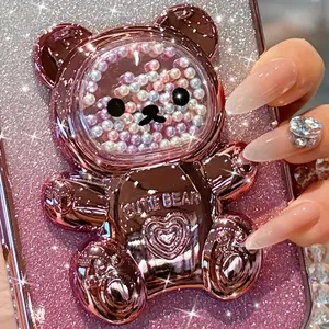 The New Bead Bear Adhesive Phone Holder Is Suitable for iPhone, Samsung, Xiaomi Phones, and Various Other Phones. It Is a Hollow Out Lazy Person Holder for Bead Bear Phone Cases and Desktop Stands