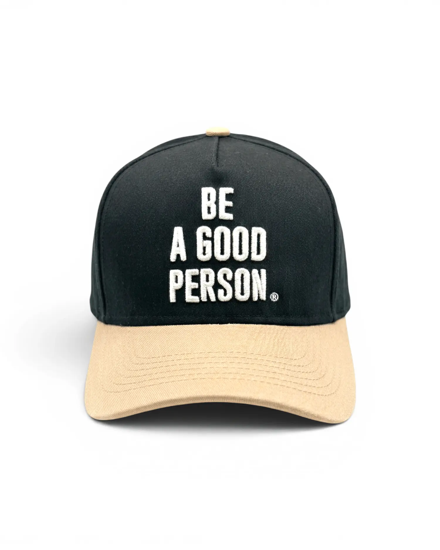 Signature Embroidered Snapback Hat - Black/Tan