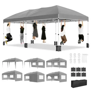 10x20 Heavy Duty Pop Up Canopy Tent with 6 Sidewalls, Outdoor Canopy Wedding Party Tents for Parties, Waterproof Gazebo with Storage Bag