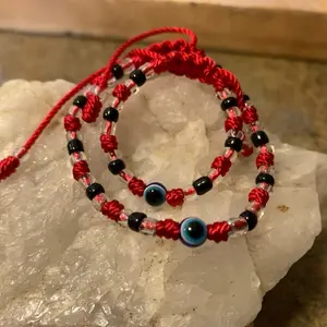 Me and You Red Evil Eye Bracelets - Adjustable Red Cord with Blue Beads, Elegant Design, Ideal for Daily Wear, Mother’s Day Gift