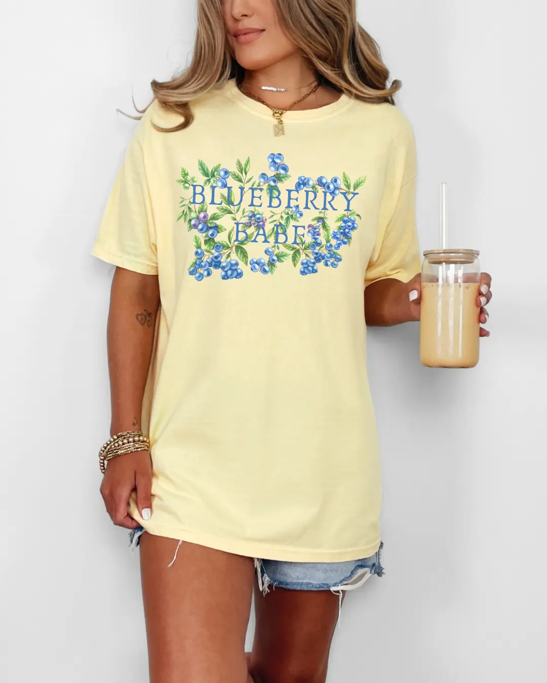 Blueberry Babe Floral T-Shirt |  Blueberry Lover, Foodie Tee, Blueberries, Blueberry Festival, Foodie Gift, Botanical Berry, Retro Fruits