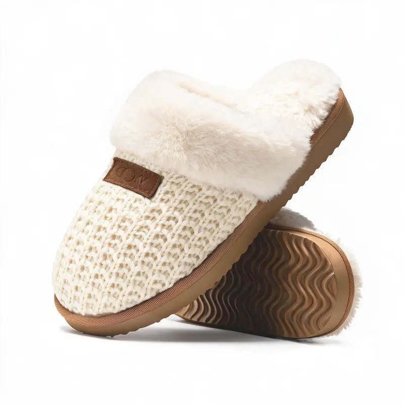 OOW Global Womens Gift-Ready Closed Toe Memory Foam House Slippers, Fuzzy Plush Lined Silent Non-Slip Slip On Bedroom Shoes, Warm Cozy Indoor Slippers for Ladies, Holiday Gift for Women, Black Friday Winter Essentials