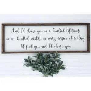 GiftOfHope And I'd Choose You In A Hundred Lifetimes Quote Print, Master Bedroom Decor, Wedding Anniversary Gift,Poster Unframed