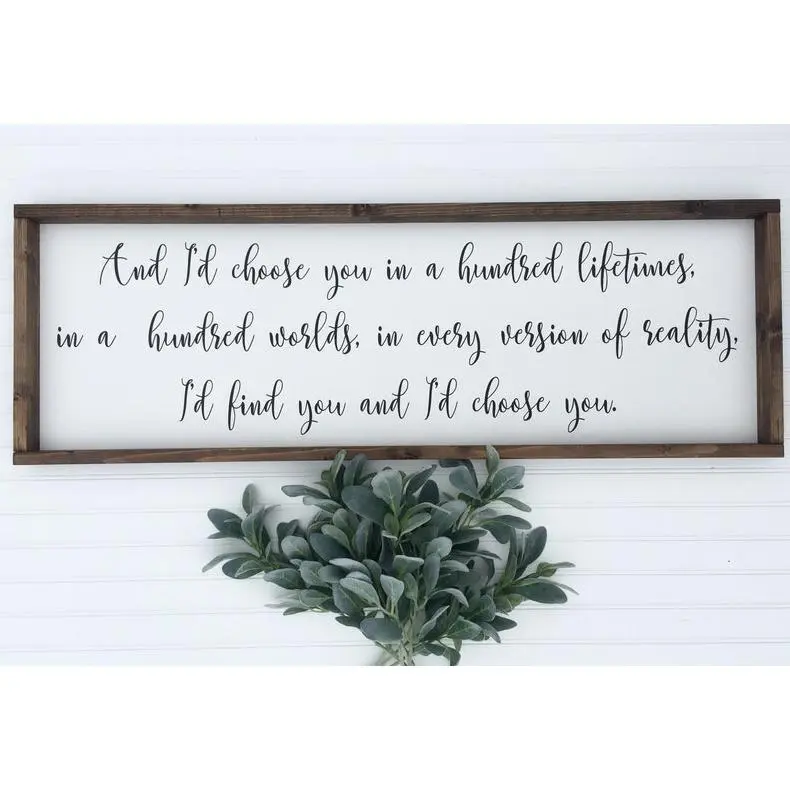 GiftOfHope And I'd Choose You In A Hundred Lifetimes Quote Print, Master Bedroom Decor, Wedding Anniversary Gift,Poster Unframed