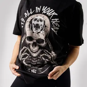 All in Your Head Shirt, Men's Skeleton Skull Graphic Tee, Unisex Cotton Top Casual For Men And Women