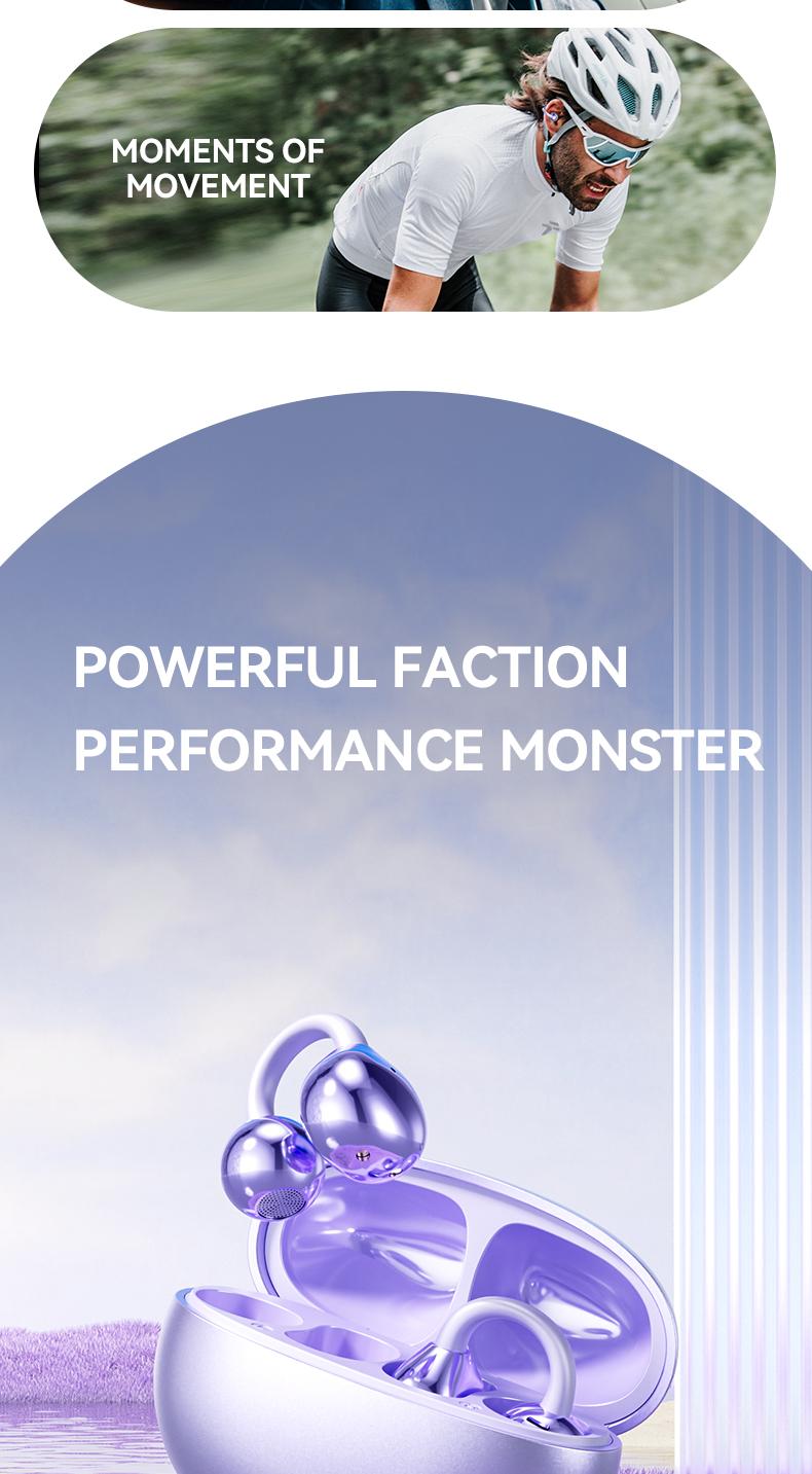 Clip-On Earbuds Gen 3, Open-Ear Wireless Bluetooth 6.0 Headphones with Mic, Secure Fit for Small Ears & Glasses Wearers, 50H Playtime, ENC, IPX5 Waterproof Sport Ear Buds